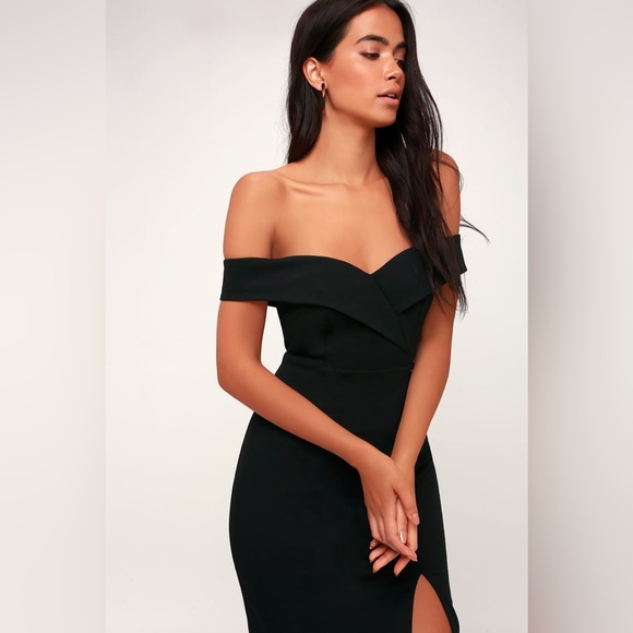 Lulus Classic Glam Black Off-the-Shoulder Bodycon Dress - Picture 4 of 4